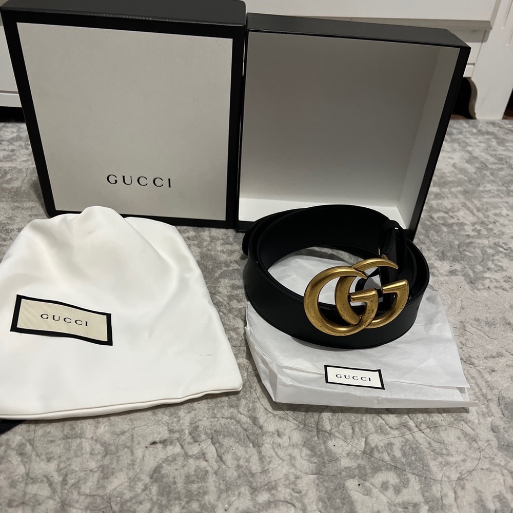 COPY - GUCCI wide belt GOLD double G size 38/95